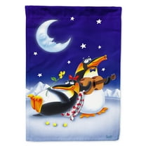 Carolines Treasures APH0243GF Music under the Moon Penguins Flag Garden Size Small multicolor
