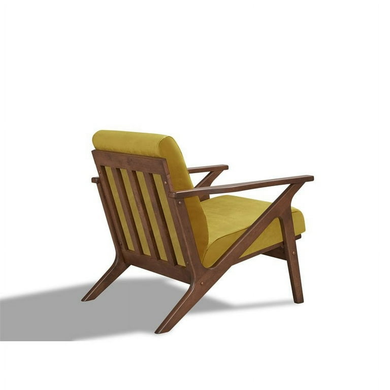 Omax Decor Zola Solid Wood and Velvet Upholstered Accent Armchair