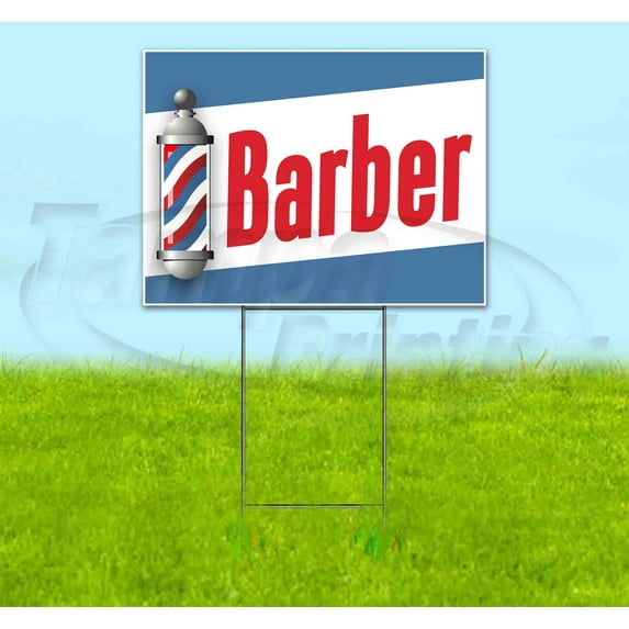 Barber (18" x 24") Yard Sign, Includes Metal Step Stake