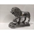 thumbnail image 3 of 9 Inch Metal Lion Sculpture with Ball Sphere Figurine Statue Ornaments for Wealth Home Office Car Decoration (Polished), 3 of 3