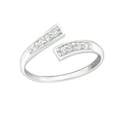 925 Sterling Silver Toe Ring with CZ Crystals