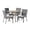 Gray, variant on GDF Studio Courtland Outdoor Acacia Wood and Wicker 5 Piece Dining Set with Cushions, Brown, Teak, and Cream