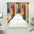 thumbnail image 5 of Farmhouse Rooster Kitchen Window Curtains, Swag Curtains Valance for Bedroom Living Room Bathroom, Retro Botanical Sunflower Floral Wood Rod Pocket Window Curtain Block Drapes 2 Panels 28"x36", 5 of 9
