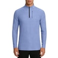 thumbnail image 2 of Quarter Zip Pullover Men Running Shirt Long Sleeve Moisture Wicking Quick Dry Athletic Workout Shirts with Zipper Pocket Big and Tall Size 4XL Blue, 2 of 9