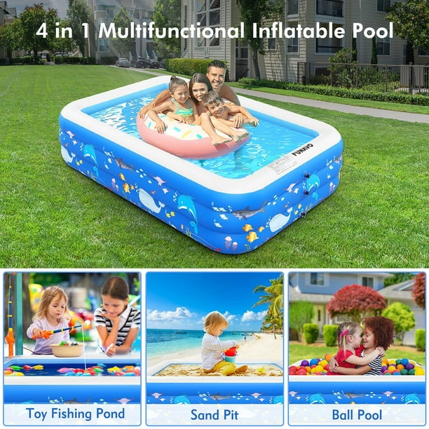 Inflatable , FU AVO Inflatable Swimming 100 X 71 X 22 Full-Sized Family  Blow up for Kids Adults Baby Toddlers, Inflatable Kiddie for Garden  Backyard Indoor Outdoor Lounge 