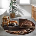 thumbnail image 3 of Round Rugs 4 Ft, Coffee Beans Non Slip Area Rugs for Kitchen Bedroom Entryway, Brown Hot Cafe Latte Cup Drink Country Washable Carpet Runner Rug Floor Mats for Bedroom Home Decor, 3 of 8