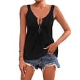 thumbnail image 2 of Camiseta sin mangas ANGGREK con cremallera Para mujer color puro cuello en V, 2 of 5