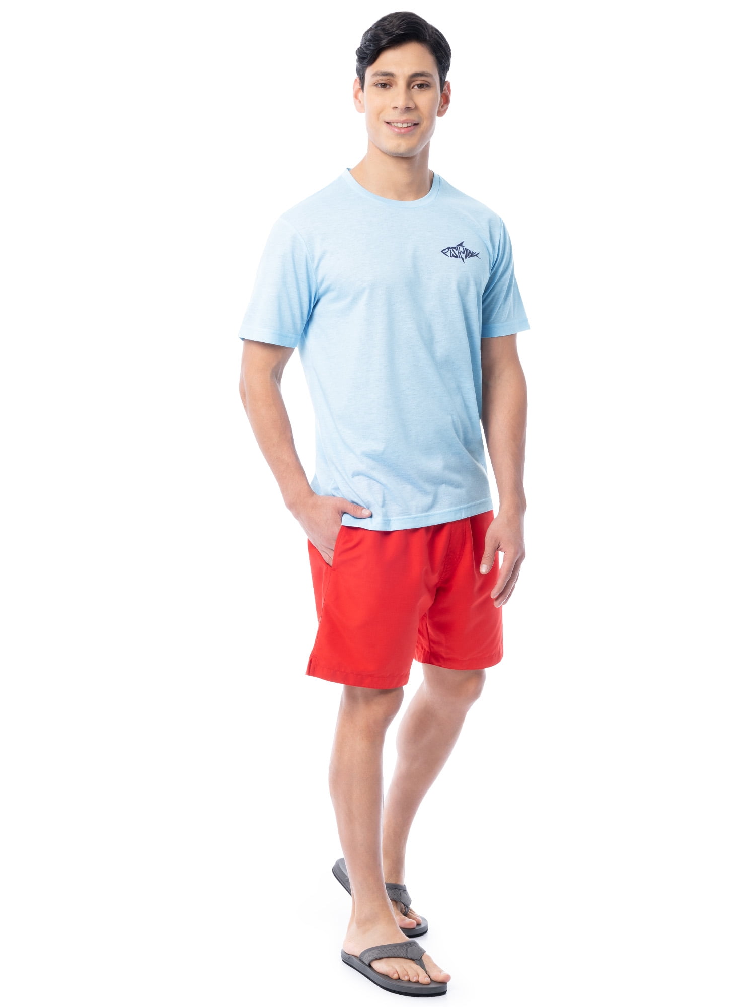 Fish N Vibe Men's Short Sleeve Fishing Performance Outdoor Graphic T-Shirt, Light Blue, XL