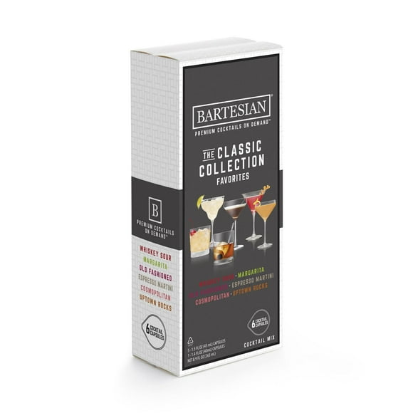 Bartesian 55524 The Classic Favorites Collection Cocktail Mixer, Variety Pack of 6 Cocktail Capsules