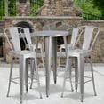 thumbnail image 2 of Flash Furniture Dexter Commercial Grade 24" Round Silver Metal Indoor-Outdoor Bar Table Set with 4 Cafe Stools, 2 of 5