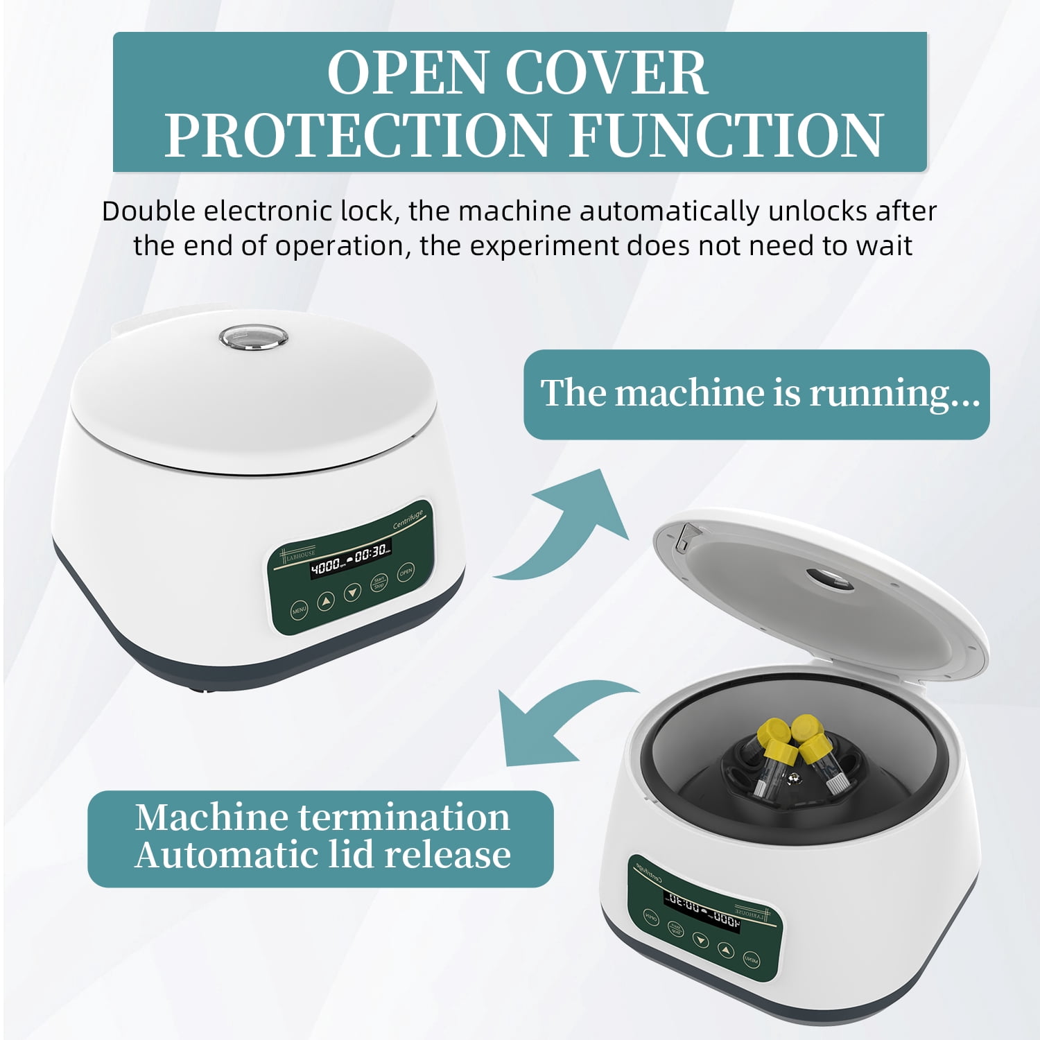 LABHOUSE PRP Centrifuge Machine 8x2ml/5ml/10ml & 4x15ml Benchtop Centrifuge, Digital Speed 500-4000rpm 1717xg RCF with Timer 30sec-99min for Labs, PRP Kits, and School Use