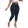thumbnail image 5 of Gocolloa Womens Plus Size Capri Jeans Stretchy High Waisted Skinny Denim Capris Pants Dark Blue 16W, 5 of 7