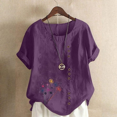 LiMoi Women Short Sleeve Tops Dressy T Shirts for Women Floral Tops for Women Plus Size Tops for Women Summer My Reorder List