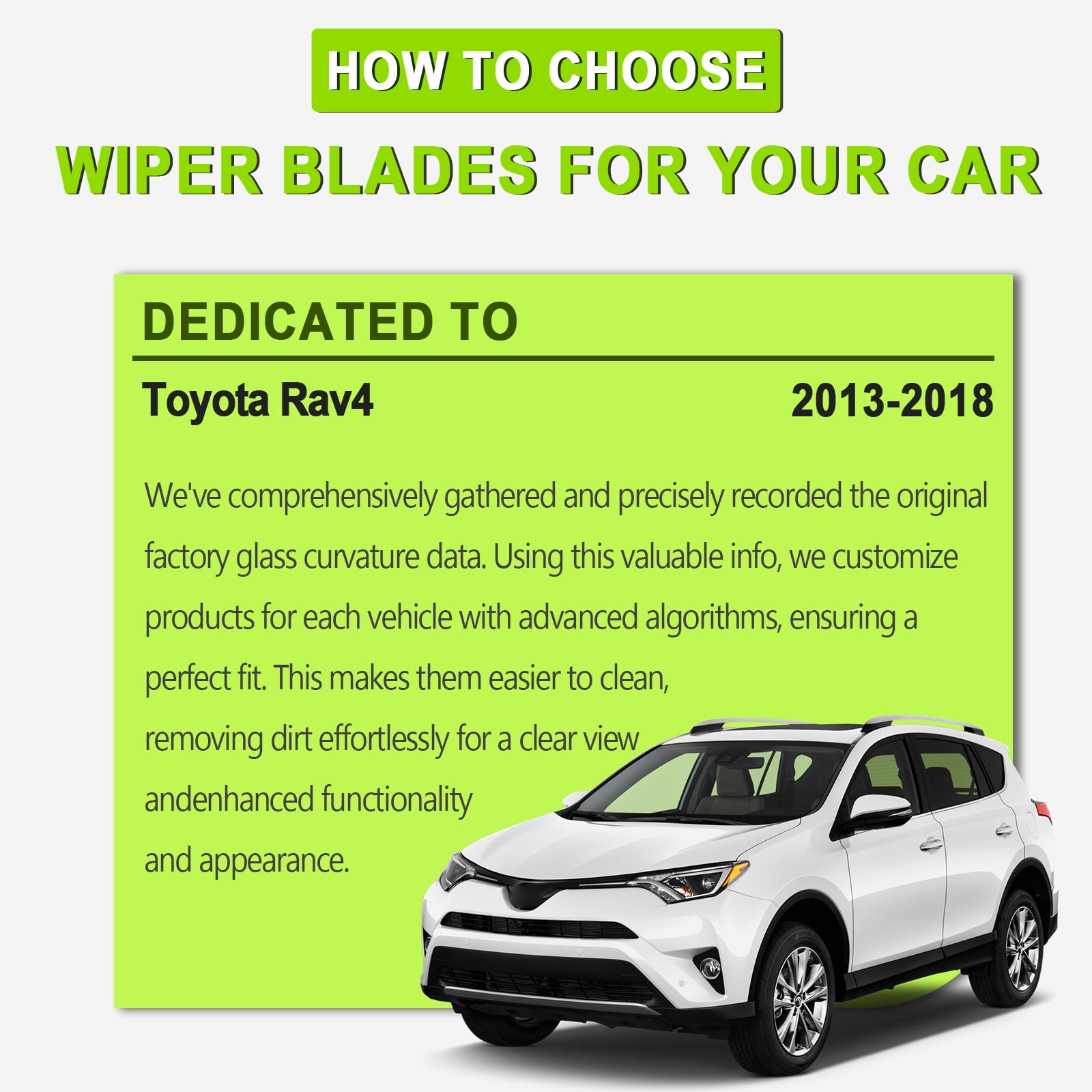FARRLADI Silicone Windshield Wipers Replacement for Toyota Rav4 2013-2018,Original Equipment Automotive Replacement Wiper Blades - 26"+16"+10"(3 Pack)