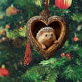 thumbnail image 3 of Forest Animal Acorn Ornaments Cozy Forest Christmas Ornament, Heart Shaped Pine Cone Animal Decoration, Woodland Hedgehog Hanging Ornament, 2D Flat Acrylic Hanging Ornament Home Party Décor, 3 of 7