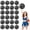 Black + Silver, variant on Cheerleading Pom Poms 22 Pcs with Straight Handle, Handheld Squad Pompoms for Sports Team Cheer Spirit Games, Dance Party Adults