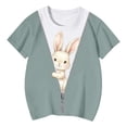 thumbnail image 4 of LPKRT Girls Short Sleeve Tees Crewneck Cute Rabbit Graphic Summer Tops Children Casual Comfortable Clothes Light Green 12-13 Years, 4 of 4