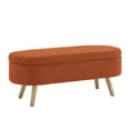 thumbnail image 6 of GZXS 42" Oval Upholstered Storage Bench in Orange, Boucle Fabric Ottoman Footstool with Hidden Compartment and Rubber Wood Legs, Easy to Assemble, 6 of 6