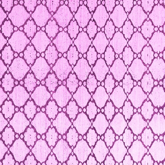 Ahgly Company Indoor Square Trellis Pink Contemporary Area Rugs, 7' Square
