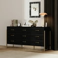 thumbnail image 4 of KULAGAGA 9 Drawer Black Dresser with Metal Bace for Living Room Dining Room, 4 of 7