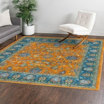 Unique Loom Medina Collection Area Rug - Hijaz (7' 10" Square Sunshine Yellow/Blue)