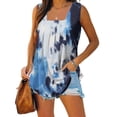 thumbnail image 2 of RKSTN Débardeurs pour Femmes Col Carré Sans Manches T-shirt Mode Confortable Imprimé Floral Blouse Plissée Décontractée Ample, 2 of 4