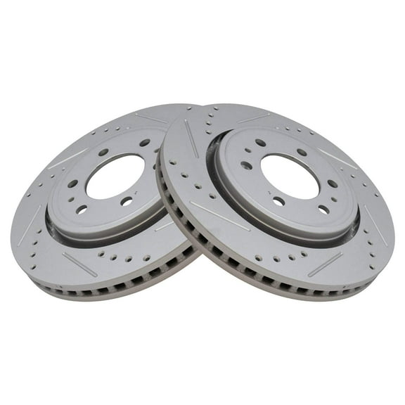 TRQ Front Performance Brake Rotors Set Premium G-Coated Cross Drilled & Slotted Fits Select 2007-2021 Ford Expedition 2010-2020 F-150 Lincoln Navigator