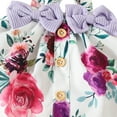 thumbnail image 4 of Odeerbi Girls Floral Suspender Skirt with Headband Set Infant Girls Clothes Strip Cotton Open Button Top With Plaid Skirt Knot Hairband Three Piece Set Purple 3-6 Months, 4 of 9