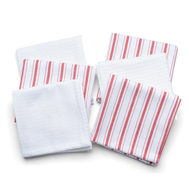 Christmas Kitchen Towels 100% Cotton Dish Towel Set of 4 Red Striped Tea  Towels
