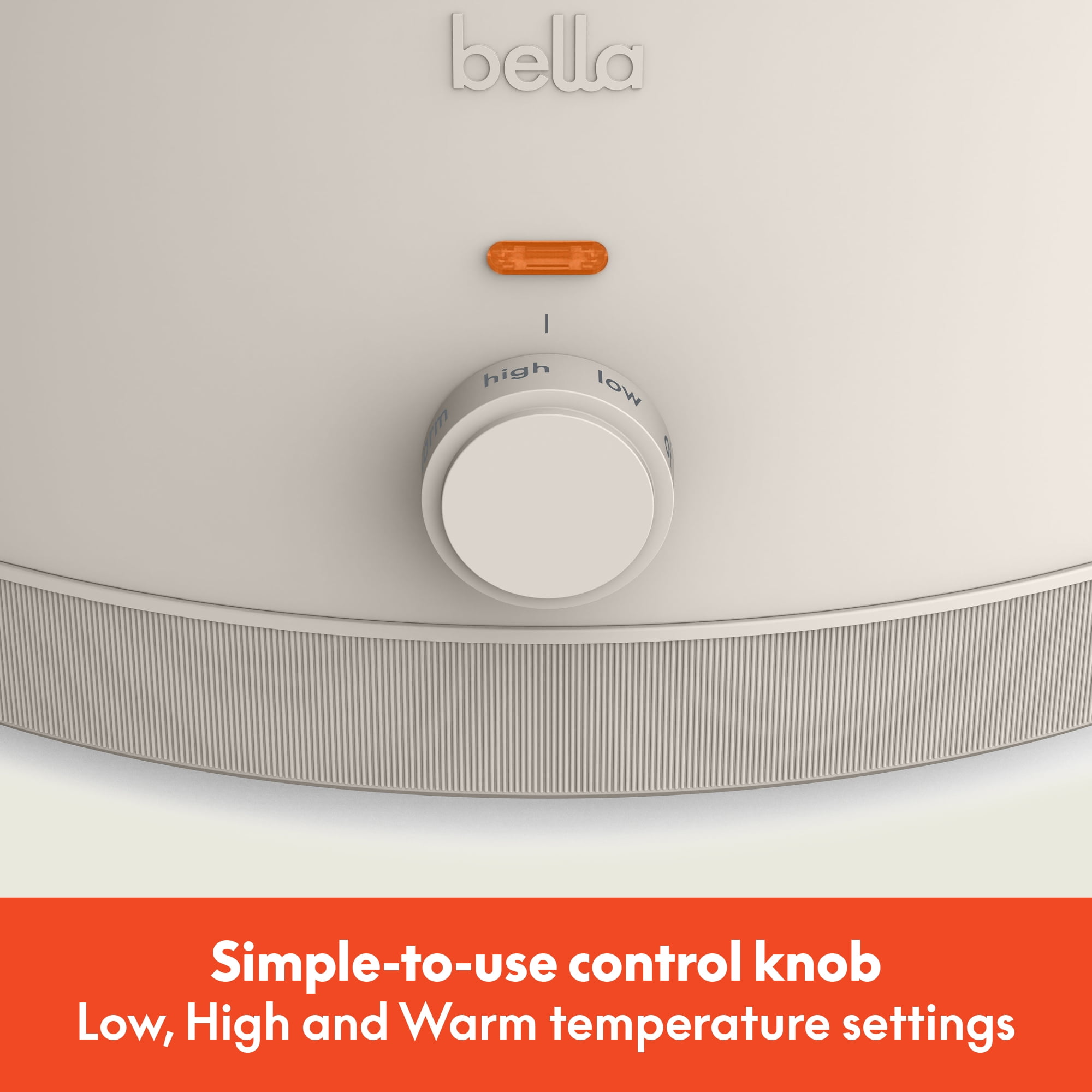 bella 6 Qt Manual Slow Cooker with 3 Temperature Settings, Ceramic Nonstick Coating, Dishwasher Safe Stoneware Pot & Tempered Glass Lid, Oatmilk
