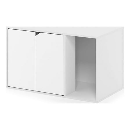 Maklaine Engineered Wood Contemporary Litter Box Enclosure in Solid White