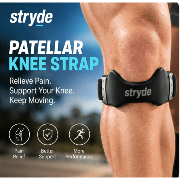 Stryde Precision Knee Strap, 2026 Upgraded Patellar Tendon Support with Silicone Lock-Point Pad, Adjustable Non-Slip Breathable Knee Brace for Running, Cycling & Fitness, One Size (1pcs)