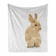 thumbnail image 1 of Bunny Soft Flannel Fleece Blanket, Chinese Zodiac Theme Abstract Hare with Polygonal Effect and Inscription, Cozy Plush for Indoor and Outdoor Use, 50" x 60", SBrown Beige and White, by Ambesonne, 1 of 6