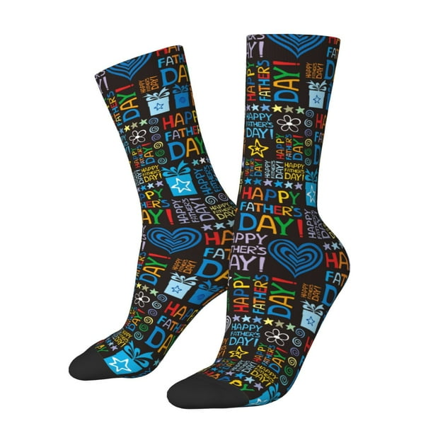 Balery Happy Father Day Calcetas Largas con Estampado para Hombre y Mujer – Suaves y Transpirables, Talla Única (US 5-11)