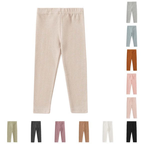 PMVFHDE Girls Pants Baby Toddler Elastic Waist Sweatpants Leggings Warm Pull On Casual Solid Color Autumn Outfit Beige,3-4 Years