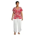 thumbnail image 2 of Romantic Gypsy Women's Plus Size Floral Flutter Sleeve V-Neck Top, Sizes 1X-4X, 2 of 5
