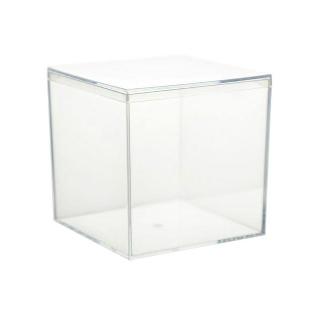 Dvruxg Clear Hard Plastic Display Case, Clear Gift Box for Party Favors, Clear Acrylic Square Cube Boxes, Plastic Square Cube Containers with Lid Plastic Storage Organizer