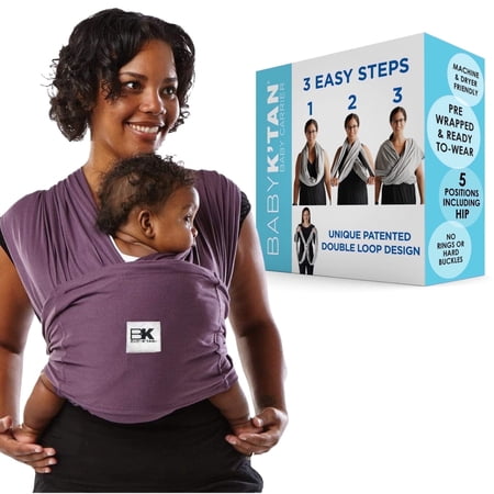 Baby K’tan Original Baby Wrap Carrier, Infant and Child Sling Pre-Wrapped for Babywearing No Tying or Rings Carry Newborn up to 35 lbs| Eggplant| SIZE X-SMALL| WOMEN SIZE: 2-4 | SEE SIZE CHART