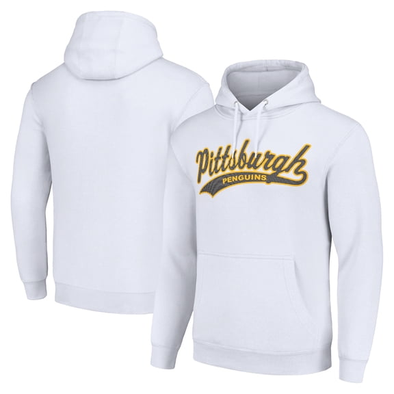 Men's Starter White Pittsburgh Penguins Tailsweep Fleece Tri-Blend Pullover Hoodie