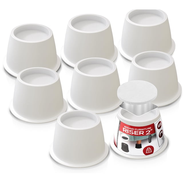 Bed Risers Utopia Bedding, 5 cm, 8 unidades, muebles redondos, color blanco