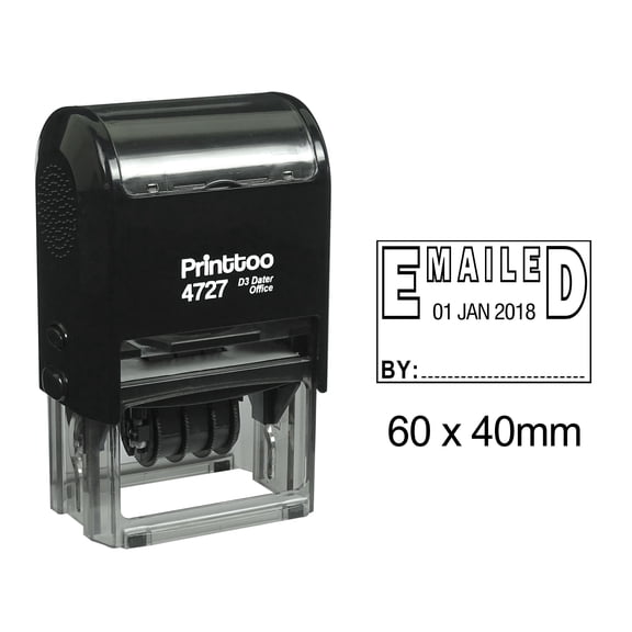 Printtoo Self Inking Dater Stamp With Emailed By Text Office Stationery Date Rubber Stamp-Black