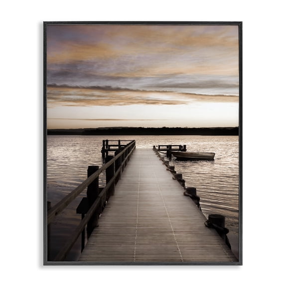 Stupell Industries Rustic Lodge Boat & Beach Pier Black Framed Giclee Art, 11 x 14, by Danita Delimont