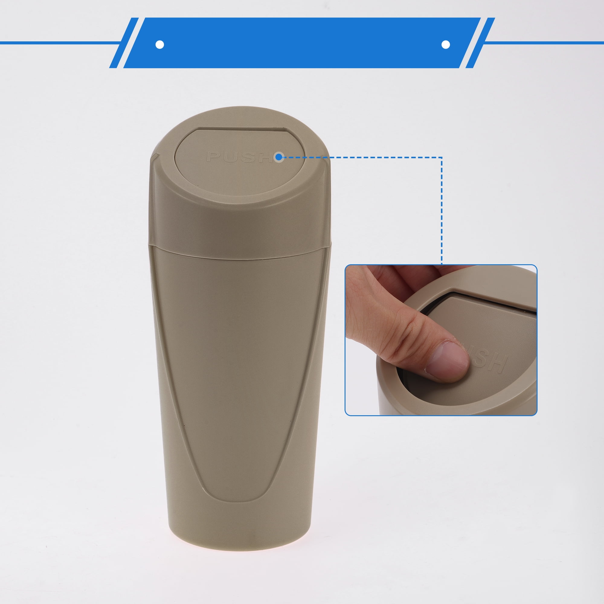 Unique Bargains 1 Pcs Car Trash Can 3.1x7.9in Bin Auto Portable ABS Cup Beige