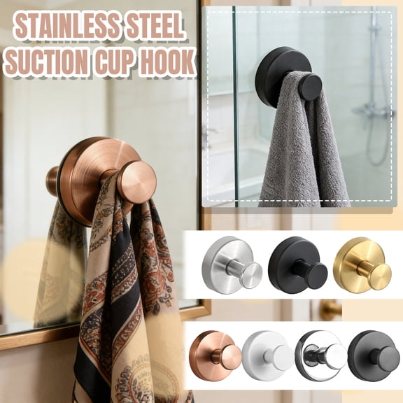 Stainless Steel Suction Cup Hook 1 Pack, No Drilling Hole Vacuum Suction Design, Heavy Duty Rustproof, Ideal For Kitchen Bathroom Towel Clothes Hanging, Space Saving Organizer