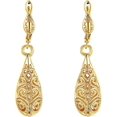 thumbnail image 1 of Pendientes colgantes de lágrima con diseño hueco en oro de 18 quilates, oro rosa y oro blanco., 1 of 5