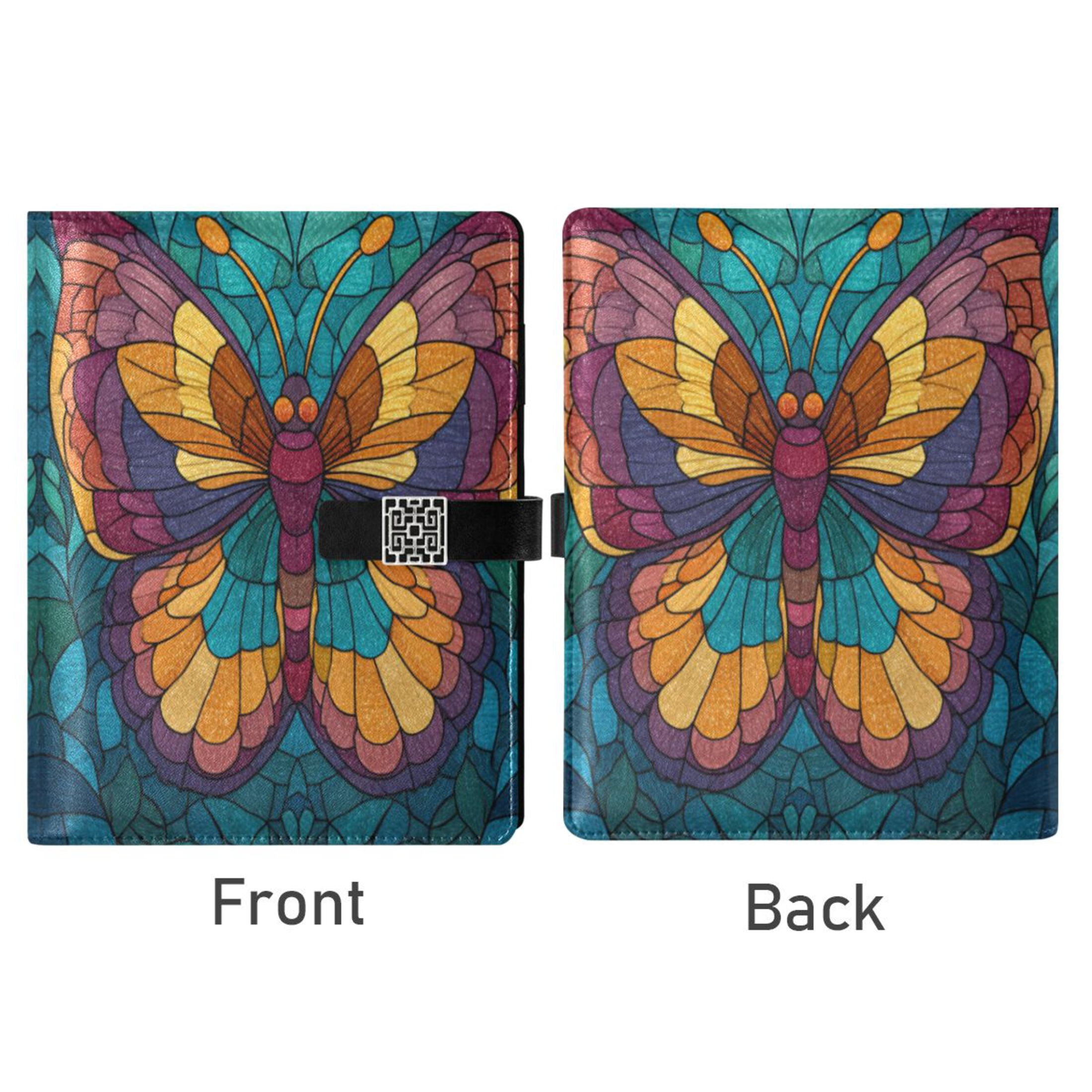 Leather Planner Leather Notebook Notebook Journal Binder Design Pen Pocket Design Convenient for Storage Stained Glass Butterfly