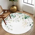 thumbnail image 3 of Eucalyptus Leaves Round Rugs 7ft, Spring Botanical Pastoral Watercolor Non Slip Washable Rug Runner, Low Pile Indoor Floor Carpet Mat Bathroom Rugs for Living Room, Bedroom, Kids Room, 3 of 9