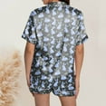 thumbnail image 2 of Yuncity Easter Womens Pajamas Silk Satin Heart Shaped Rabbit Short Sleeve Button Down Shirt Shorts Pjs Loungewear Sleepwear Black Xxl, 2 of 5