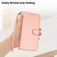 thumbnail image 4 of Case for Samsung Galaxy A32 5G Wallet Cover, Kickstand PU Leather Magnetic Protective Flip Lanyard Cover with [RFID Blocking] [Card Slots]  [Wrist Strap] [TPU Interior Shockproof], Pink, 4 of 12