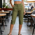 thumbnail image 2 of Womens Capri Pants,Capri Pants for Women High Waisted Elastic Waist Casual Capris Solid Color Trousers Cropped Pants, 2 of 9